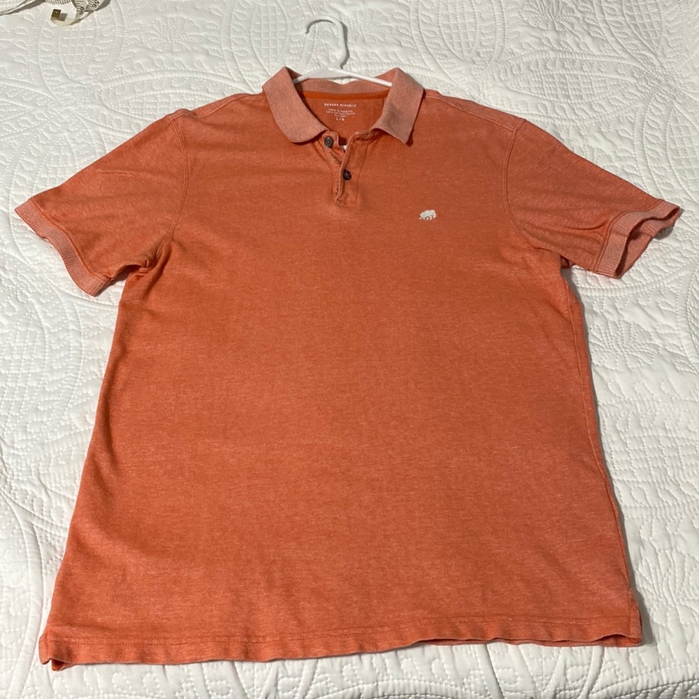 Mens Banana Republic size Large orange polo shirt